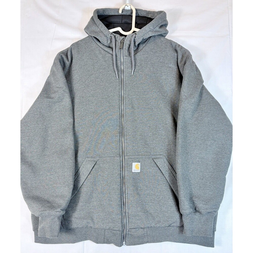 Carhartt Full Zip Hoodie Thermal Lined Heavyweight Workwear TS4078 Grey Men’s XL